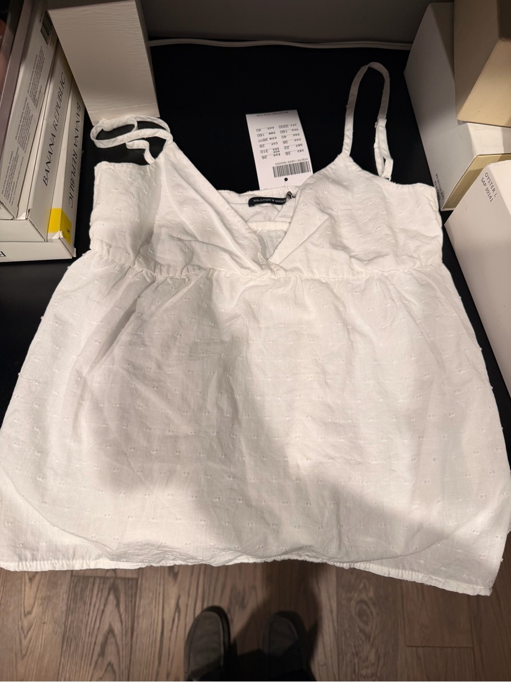New BRANDY MELVILLE SIZE 26 White Women's Eyelet Camisole with adjustable strap